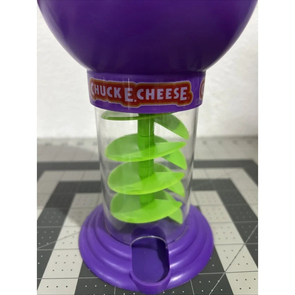 Chuck E Cheese Gumball Machine Marble Candy Purple Green Plastic Fun Toy
